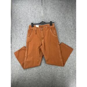 NWT Zara Men's Size 31 Carpenter Cargo Pants Workwear Utility Orange 100% Cotton